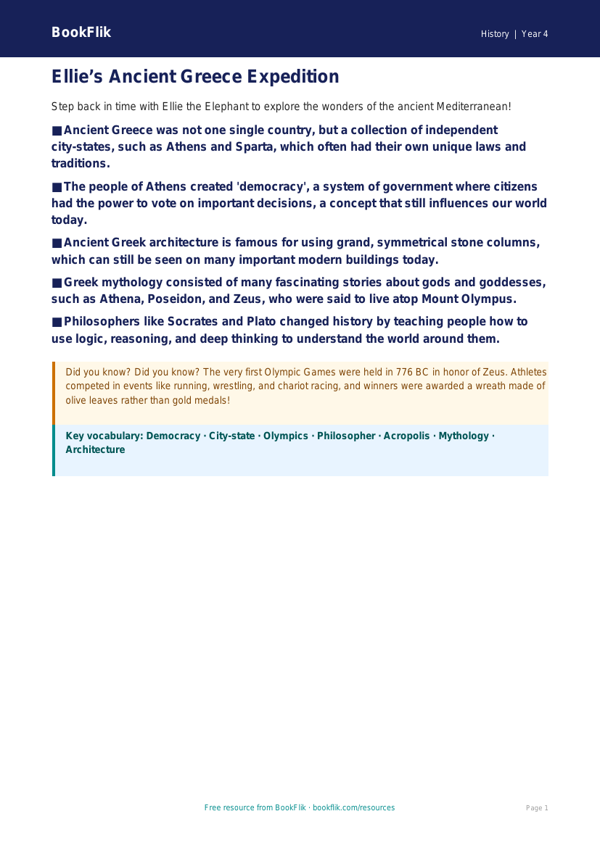 Free Ancient Greece Poster | Grade 3 | History | BookFlik worksheet preview — History Ancient Greece