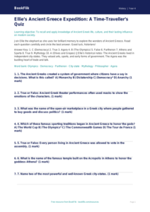 Free Ancient Greece Quiz | Grade 3 | History | BookFlik