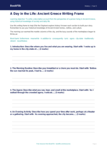 Free Ancient Greece Writing Frame | Grade 4 | History | BookFlik