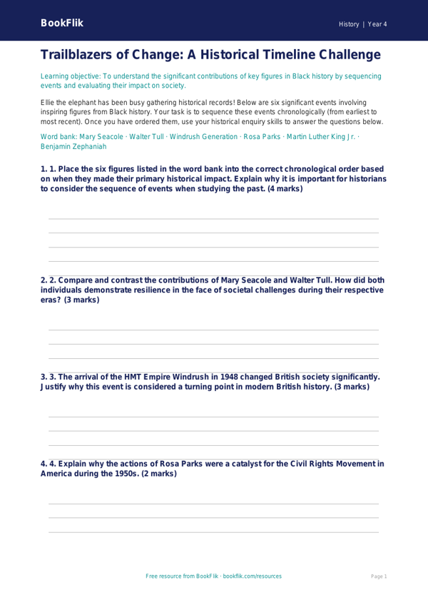 History black history activity sheet grade 3 greater depth worksheet preview — History Black History