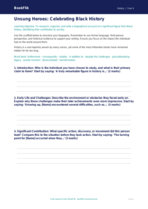 History black history writing frame grade 3 greater depth