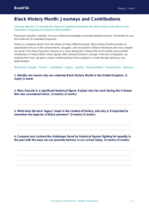 History black history month assessment grade 3 greater depth