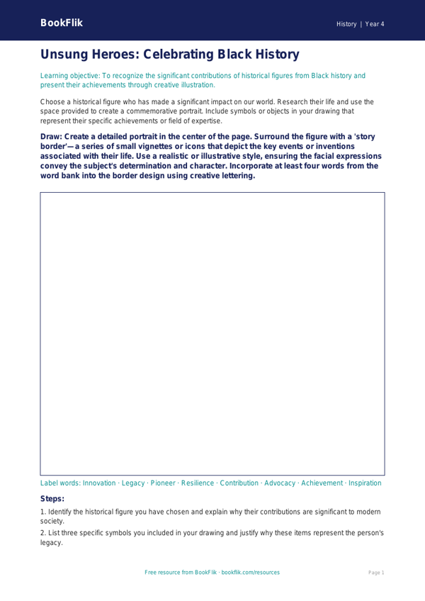 History black history month drawing sheet grade 3 greater depth worksheet preview — History Black History Month