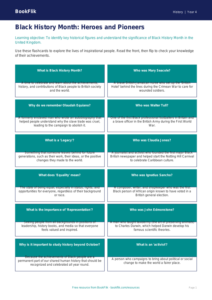Free Black History Month Flashcards | Grade 3 | History | BookFlik