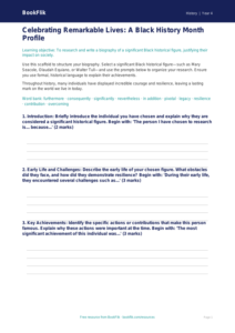 Free Black History Month Writing Frame | Grade 3 | History | BookFlik