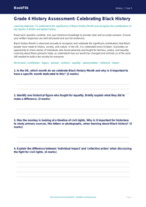 Free Black History Month Assessment | Grade 4 | History | BookFlik