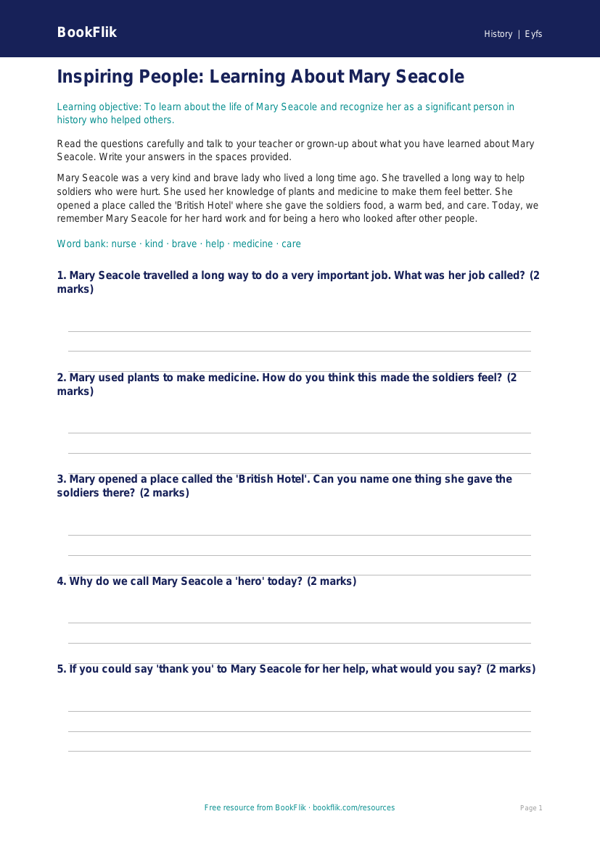 Free Black History Worksheet | Pre-K | History | BookFlik worksheet preview — History Black History
