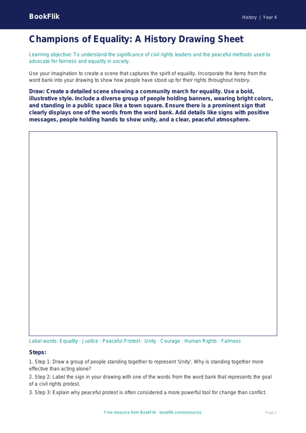 History civil rights drawing sheet grade 3 greater depth worksheet preview — History Civil Rights