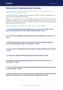 History civil rights quiz grade 3 greater depth