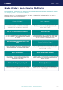 Free Civil Rights Flashcards | Grade 4 | History | BookFlik