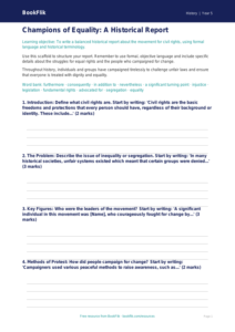 Free Civil Rights Writing Frame | Grade 4 | History | BookFlik