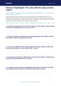 History florence nightingale activity sheet grade 3 greater depth