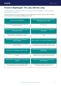 Free Florence Nightingale Flashcards | Grade 3 | History | BookFlik