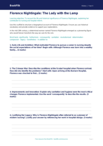 Free Florence Nightingale Writing Frame | Grade 3 | History | BookFlik