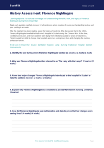 Free Florence Nightingale Assessment | Grade 4 | History | BookFlik