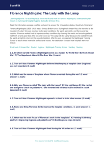 Free Florence Nightingale Quiz | Grade 4 | History | BookFlik
