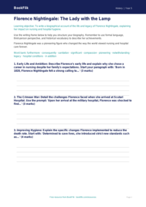 Free Florence Nightingale Writing Frame | Grade 4 | History | BookFlik