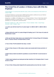 Free Great Fire of London Quiz | Grade 3 | History | BookFlik