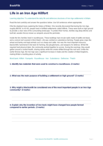 Free Iron Age Comprehension | Grade 3 | History | BookFlik