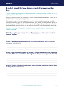 Free Local History Assessment | Grade 3 | History | BookFlik