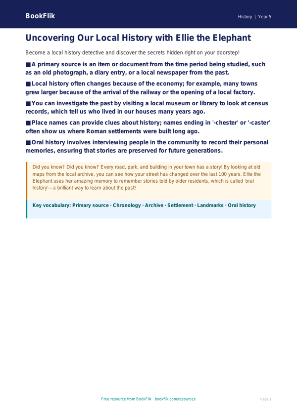 Free Local History Poster | Grade 4 | History | BookFlik worksheet preview — History Local History