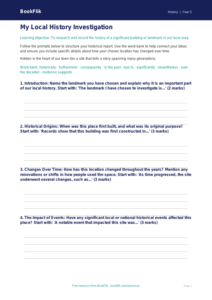 Free Local History Writing Frame | Grade 4 | History | BookFlik
