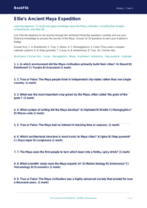 Free Maya Civilisation Quiz | Grade 3 | History | BookFlik
