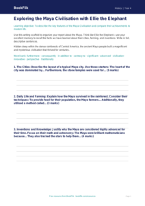 Free Maya Civilisation Writing Frame | Grade 3 | History | BookFlik