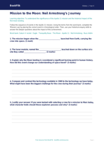 Free Neil Armstrong Activity Sheet | Grade 3 | History | BookFlik