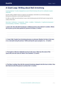 Free Neil Armstrong Writing Frame | Grade 4 | History | BookFlik
