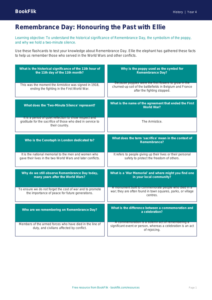 History remembrance day flashcards grade 3 greater depth