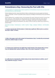 Free Remembrance Day Worksheet | Grade 3 | History | BookFlik