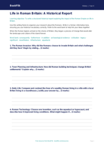 History romans writing frame grade 3 greater depth
