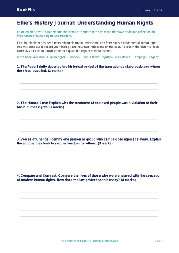 History slavery template grade 3 greater depth worksheet preview — History Slavery