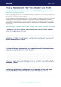 Free Slavery Assessment | Grade 4 | History | BookFlik