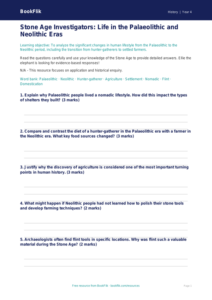 Free Stone Age Worksheet | Grade 3 | History | BookFlik