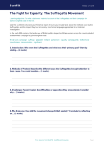 Free Suffragettes Writing Frame | Grade 4 | History | BookFlik