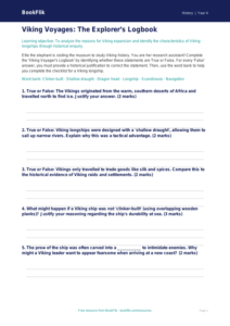 Free Vikings Activity Sheet | Grade 3 | History | BookFlik