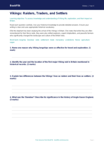 Free Vikings Assessment | Grade 3 | History | BookFlik