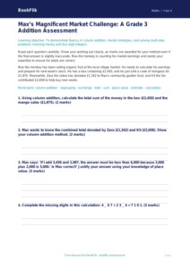 Free Addition Assessment | Grade 3 | Math | BookFlik