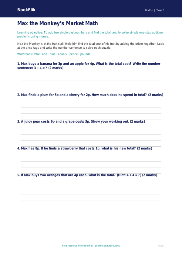 Free Addition Activity Sheet | Kindergarten Math | BookFlik worksheet preview — Maths Addition