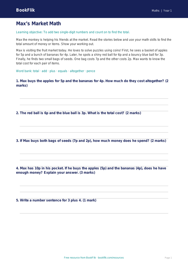 Free Addition Track Sheet | Kindergarten | Math | BookFlik worksheet preview — Maths Addition