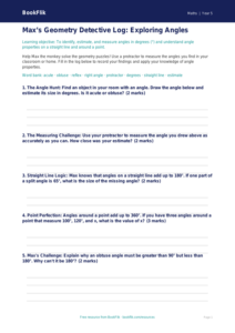 Free Angles Template | Grade 4 | Math | BookFlik