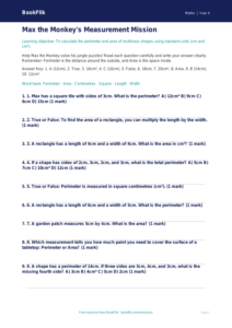 Free Area And Perimeter Quiz | Grade 3 | Math | BookFlik