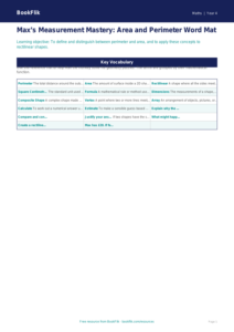 Free Area And Perimeter Word Mat | Grade 3 | Math | BookFlik