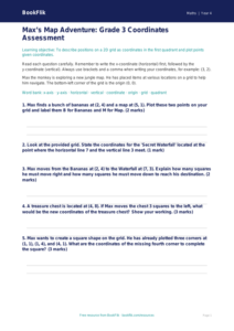 Free Coordinates Assessment | Grade 3 | Math | BookFlik