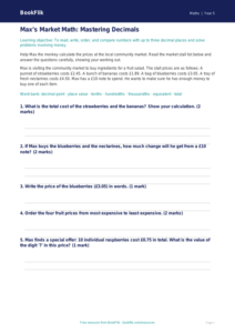 Math decimals track sheet grade 4 core