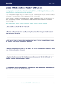Math division assessment grade 3 greater depth