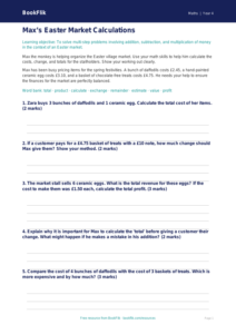 Free Easter Maths Worksheet | Grade 3 | Math | BookFlik