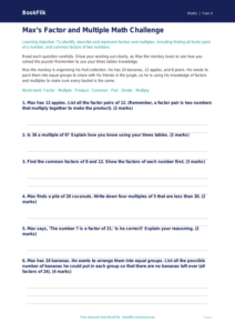 Free Factors And Multiples Assessment | Grade 3 | Math | BookFlik
